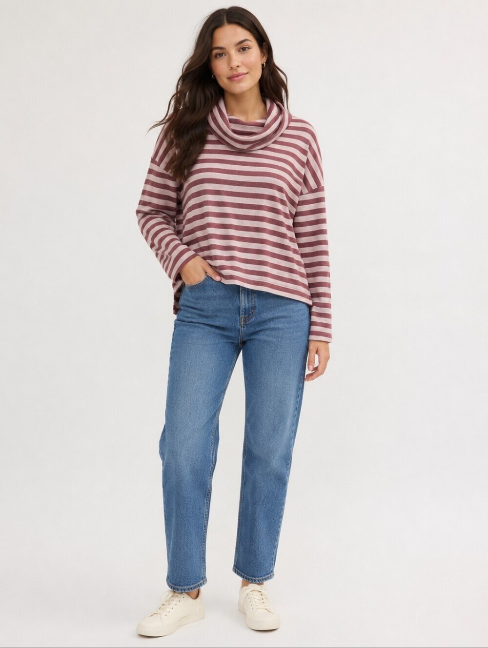 ❤️ J CREW STRIPED TURTLENECK PULLOVER SWEATSHIRT / TOP, MEDIUM